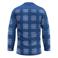 Royal Blue Hawaiian Quilt Hockey Jersey Hawaii Pineapple Monstera Palaka Motifs LT14 - Polynesian Pride