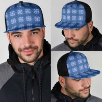 Royal Blue Hawaiian Quilt Mesh Trucker Cap Hawaii Pineapple Monstera Palaka Motifs LT14 - Polynesian Pride