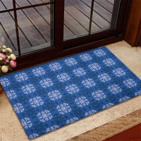 Royal Blue Hawaiian Quilt Rubber Doormat Hawaii Pineapple Monstera Palaka Motifs - Polynesian Pride