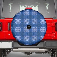 Royal Blue Hawaiian Quilt Spare Tire Cover Hawaii Pineapple Monstera Palaka Motifs - Polynesian Pride