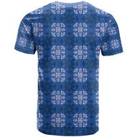 Royal Blue Hawaiian Quilt T Shirt Hawaii Pineapple Monstera Palaka Motifs - Polynesian Pride