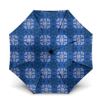 Royal Blue Hawaiian Quilt Umbrella Hawaii Pineapple Monstera Palaka Motifs - Polynesian Pride