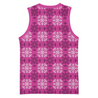 Pink Hawaiian Quilt Basketball Jersey Hawaii Pineapple Monstera Palaka Motifs LT14 - Polynesian Pride