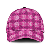 Pink Hawaiian Quilt Classic Cap Hawaii Pineapple Monstera Palaka Motifs LT14 Universal Fit Pink - Polynesian Pride