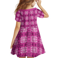 Pink Hawaiian Quilt Family Matching Off Shoulder Short Dress and Hawaiian Shirt Hawaii Pineapple Monstera Palaka Motifs LT14 - Polynesian Pride