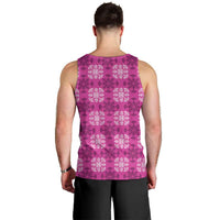 Pink Hawaiian Quilt Men Tank Top Hawaii Pineapple Monstera Palaka Motifs - Polynesian Pride