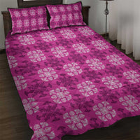 Pink Hawaiian Quilt Quilt Bed Set Hawaii Pineapple Monstera Palaka Motifs - Polynesian Pride