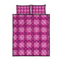 Pink Hawaiian Quilt Quilt Bed Set Hawaii Pineapple Monstera Palaka Motifs - Polynesian Pride
