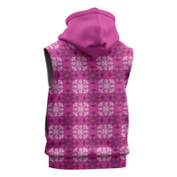 Pink Hawaiian Quilt Sleeveless Zip Hoodie Hawaii Pineapple Monstera Palaka Motifs LT14 - Polynesian Pride