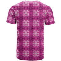 Pink Hawaiian Quilt T Shirt Hawaii Pineapple Monstera Palaka Motifs - Polynesian Pride
