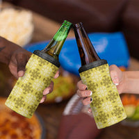 Yellow Hawaiian Quilt 4 in 1 Can Cooler Tumbler Hawaii Pineapple Monstera Palaka Motifs - Polynesian Pride