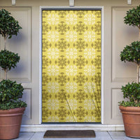 Yellow Hawaiian Quilt Door Cover Hawaii Pineapple Monstera Palaka Motifs - Polynesian Pride