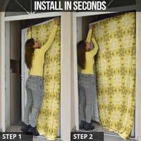 Yellow Hawaiian Quilt Door Cover Hawaii Pineapple Monstera Palaka Motifs - Polynesian Pride