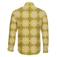 Yellow Hawaiian Quilt Family Matching Tank Maxi Dress and Hawaiian Shirt Hawaii Pineapple Monstera Palaka Motifs - Polynesian Pride