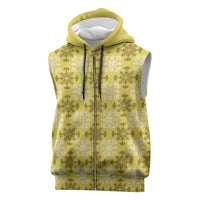 Yellow Hawaiian Quilt Sleeveless Zip Hoodie Hawaii Pineapple Monstera Palaka Motifs LT14 Yellow - Polynesian Pride