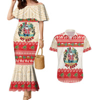 Mele Kalikimaka Hawaii Couples Matching Mermaid Dress and Hawaiian Shirt Funny Beer-Loving Santa Hawaiian Tropical LT14 Red - Polynesian Pride