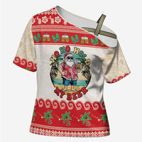 Mele Kalikimaka Hawaii Cross Shoulder Shirt Funny Beer-Loving Santa Hawaiian Tropical - Polynesian Pride