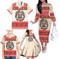 Mele Kalikimaka Hawaii Family Matching Off The Shoulder Long Sleeve Dress and Hawaiian Shirt Funny Beer-Loving Santa Hawaiian Tropical - Polynesian Pride