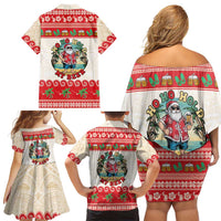 Mele Kalikimaka Hawaii Family Matching Off Shoulder Short Dress and Hawaiian Shirt Funny Beer-Loving Santa Hawaiian Tropical LT14 - Polynesian Pride