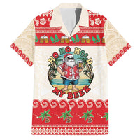 Mele Kalikimaka Hawaii Family Matching Off Shoulder Short Dress and Hawaiian Shirt Funny Beer-Loving Santa Hawaiian Tropical LT14 Dad's Shirt - Short Sleeve Red - Polynesian Pride