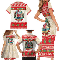 Mele Kalikimaka Hawaii Family Matching Short Sleeve Bodycon Dress and Hawaiian Shirt Funny Beer-Loving Santa Hawaiian Tropical LT14 - Polynesian Pride