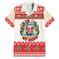 Mele Kalikimaka Hawaii Family Matching Short Sleeve Bodycon Dress and Hawaiian Shirt Funny Beer-Loving Santa Hawaiian Tropical LT14 Dad's Shirt - Short Sleeve Red - Polynesian Pride