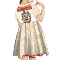 Mele Kalikimaka Hawaii Kid Short Sleeve Dress Funny Beer-Loving Santa Hawaiian Tropical - Polynesian Pride