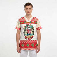 Mele Kalikimaka Hawaii Scrub Top Funny Beer-Loving Santa Hawaiian Tropical - Polynesian Pride