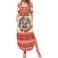 Mele Kalikimaka Hawaii Summer Maxi Dress Funny Beer-Loving Santa Hawaiian Tropical LT14 Women Red - Polynesian Pride
