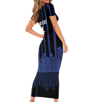 New Zealand Auckland Football Custom Family Matching Short Sleeve Bodycon Dress and Hawaiian Shirt Go City of Sails Est 2025 LT14 - Polynesian Pride