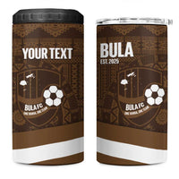 Bula Fiji Football Custom 4 in 1 Can Cooler Tumbler One Vanua One Team Tapa Pattern
