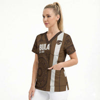 Bula Fiji Football Custom Scrub Top One Vanua One Team Tapa Pattern LT14 - Polynesian Pride