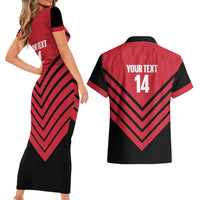 Hekari Papua New Guinea Football Custom Couples Matching Short Sleeve Bodycon Dress and Hawaiian Shirt Go PNG Red Army LT14 - Polynesian Pride