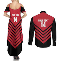 Hekari Papua New Guinea Football Custom Couples Matching Summer Maxi Dress and Long Sleeve Button Shirt Go PNG Red Army LT14 - Polynesian Pride