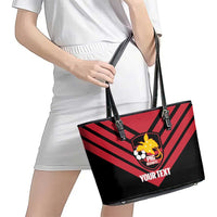 Hekari Papua New Guinea Football Custom Leather Tote Bag Go PNG Red Army
