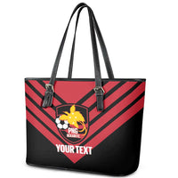Hekari Papua New Guinea Football Custom Leather Tote Bag Go PNG Red Army