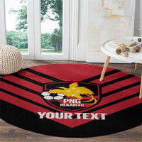 Hekari Papua New Guinea Football Custom Round Carpet Go PNG Red Army LT14 - Polynesian Pride