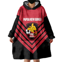 Hekari Papua New Guinea Football Custom Wearable Blanket Hoodie Go PNG Red Army