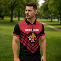 Hekari Papua New Guinea Football Custom Zipper Polo Shirt Go PNG Red Army