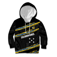 Kings Solomon Islands Football Custom Kid Hoodie Come On Solomons Polynesian Grunge Style LT14 Hoodie Black - Polynesian Pride