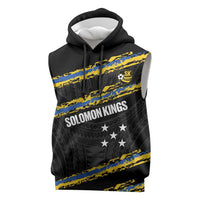 Kings Solomon Islands Football Custom Sleeveless Hoodie Come On Solomons Polynesian Grunge Style LT14 Black - Polynesian Pride
