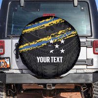 Kings Solomon Islands Football Custom Spare Tire Cover Come On Solomons Polynesian Grunge Style LT14 Black - Polynesian Pride