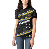 Kings Solomon Islands Football Custom Women Polo Shirt Come On Solomons Polynesian Grunge Style LT14 - Polynesian Pride