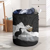 New Zealand South Island Football Custom Laundry Basket Aoraki Mount Cook With Kiwi Maori Pattern LT14 Black - Polynesian Pride