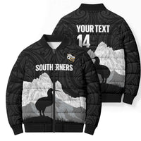 New Zealand South Island Football Custom Bomber Puffer Jacket Aoraki Mount Cook With Kiwi Maori Pattern LT14 - Polynesian Pride