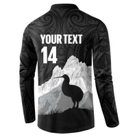 New Zealand South Island Football Custom Button Sweatshirt Aoraki Mount Cook With Kiwi Maori Pattern LT14 - Polynesian Pride