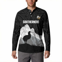 New Zealand South Island Football Custom Button Sweatshirt Aoraki Mount Cook With Kiwi Maori Pattern LT14 - Polynesian Pride