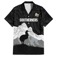 New Zealand South Island Football Custom Family Matching Off The Shoulder Long Sleeve Dress and Hawaiian Shirt Aoraki Mount Cook With Kiwi Maori Pattern LT14 Dad's Shirt - Short Sleeve Black - Polynesian Pride