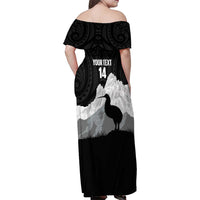 New Zealand South Island Football Custom Family Matching Off Shoulder Maxi Dress and Hawaiian Shirt Aoraki Mount Cook With Kiwi Maori Pattern LT14 - Polynesian Pride