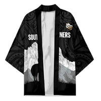 New Zealand South Island Football Custom Kimono Aoraki Mount Cook With Kiwi Maori Pattern LT14 Unisex Black - Polynesian Pride
